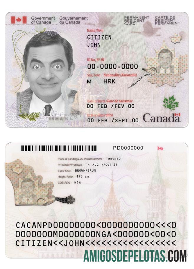 Cartão de Residente Permanente do Canadá Versão 2 baixar para verificação